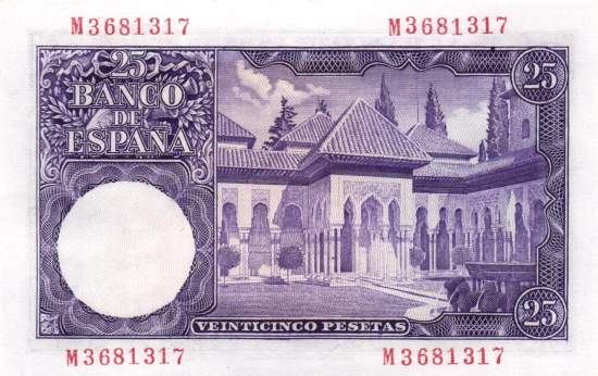25 Pesetas 22.7.1954
